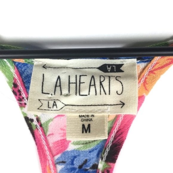 LA HEARTS Crop Top Tank Racerback Floral Sz M  EUC - Picture 3 of 4